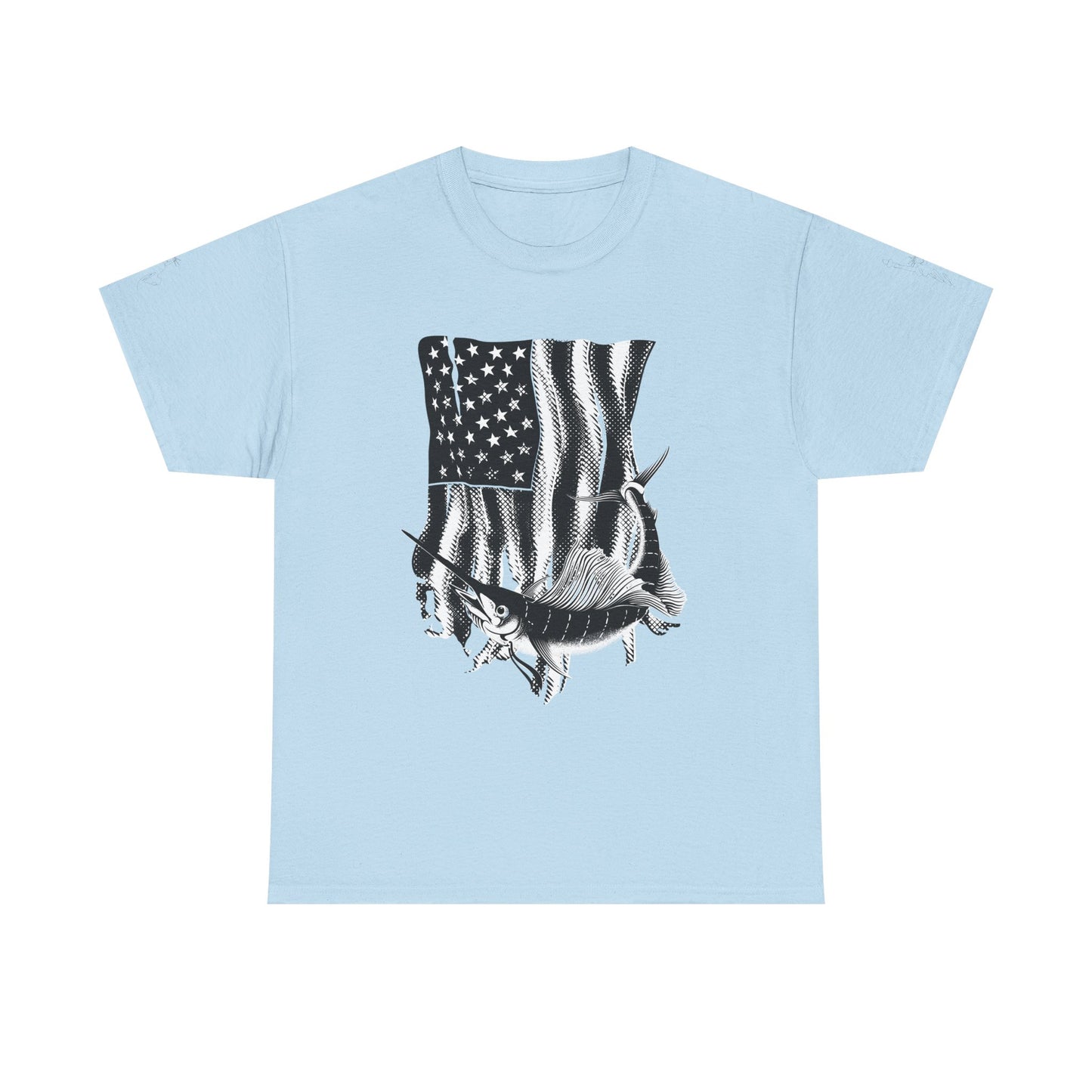 Patriotic Fish Graphic Tee, Unisex Cotton Shirt, Americana Apparel, Fishing Lover Gift, Fourth of July Outfit