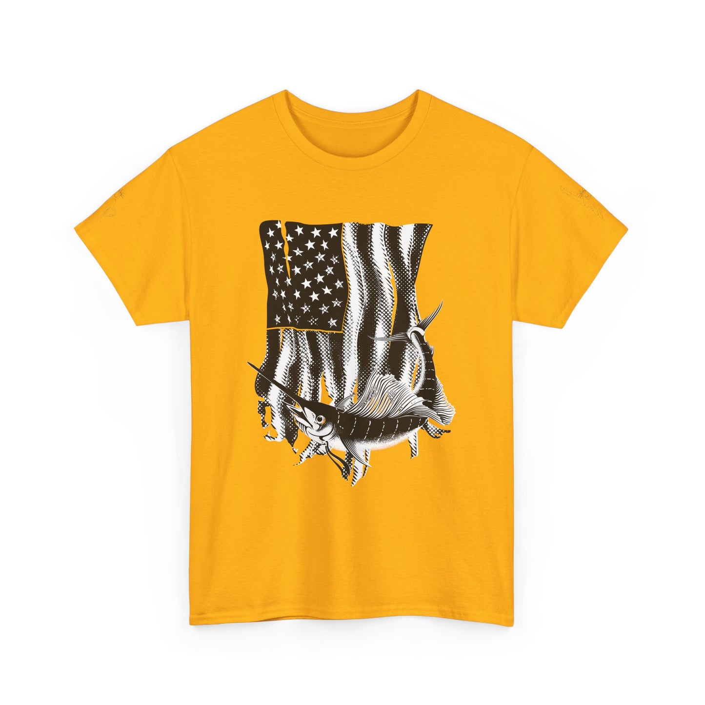 Patriotic Fish Graphic Tee, Unisex Cotton Shirt, Americana Apparel, Fishing Lover Gift, Fourth of July Outfit