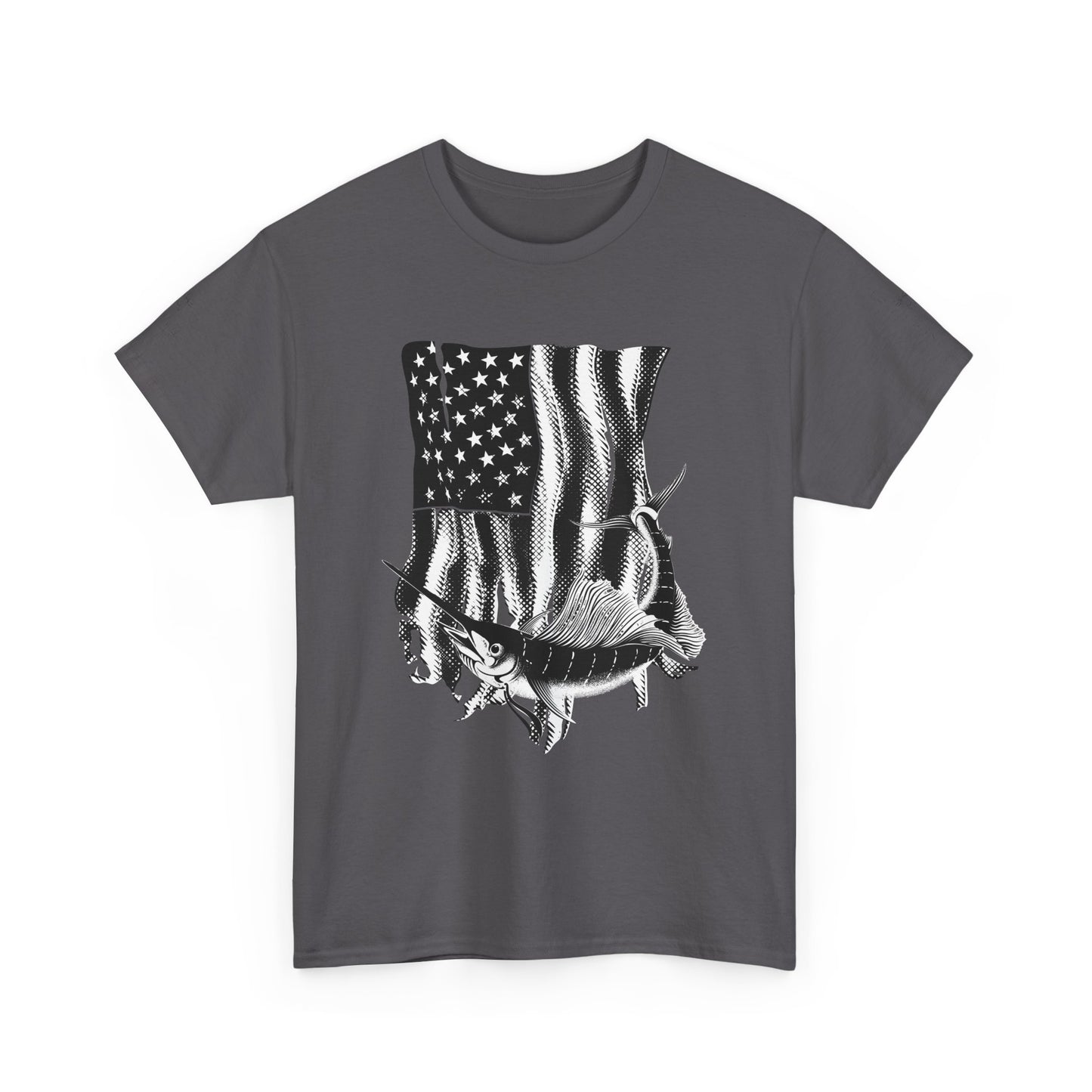 Patriotic Fish Graphic Tee, Unisex Cotton Shirt, Americana Apparel, Fishing Lover Gift, Fourth of July Outfit