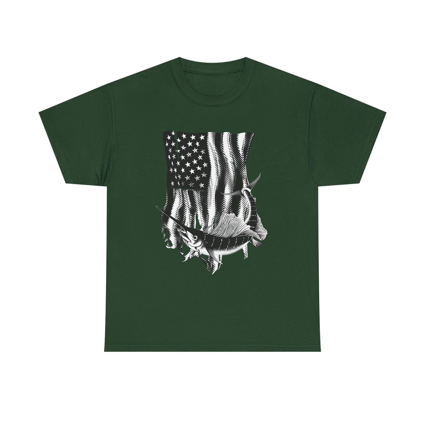 Patriotic Fish Graphic Tee, Unisex Cotton Shirt, Americana Apparel, Fishing Lover Gift, Fourth of July Outfit