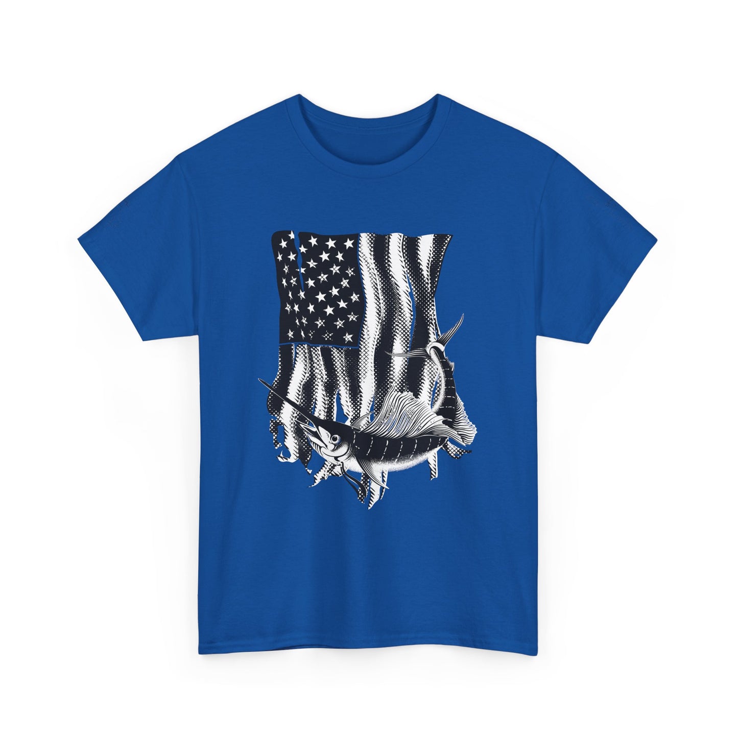 Patriotic Fish Graphic Tee, Unisex Cotton Shirt, Americana Apparel, Fishing Lover Gift, Fourth of July Outfit
