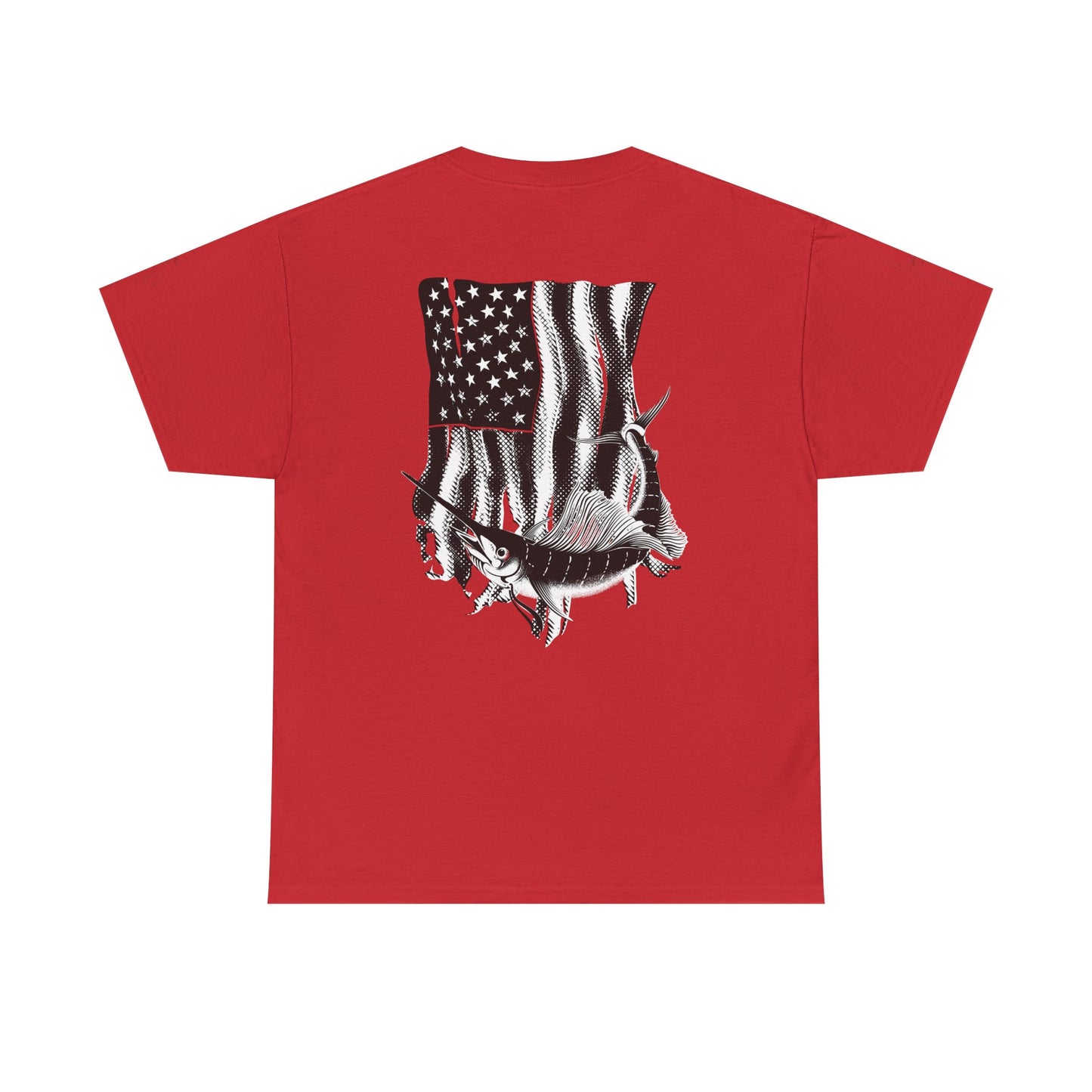 Patriotic Fish Graphic Tee, Unisex Cotton Shirt, Americana Apparel, Fishing Lover Gift, Fourth of July Outfit