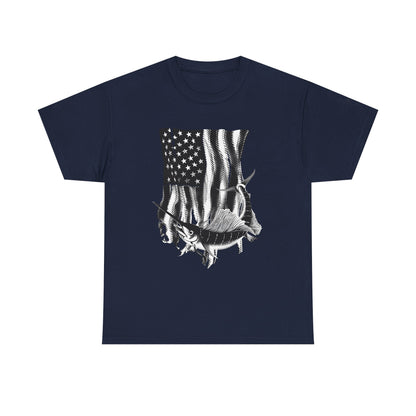 Patriotic Fish Graphic Tee, Unisex Cotton Shirt, Americana Apparel, Fishing Lover Gift, Fourth of July Outfit