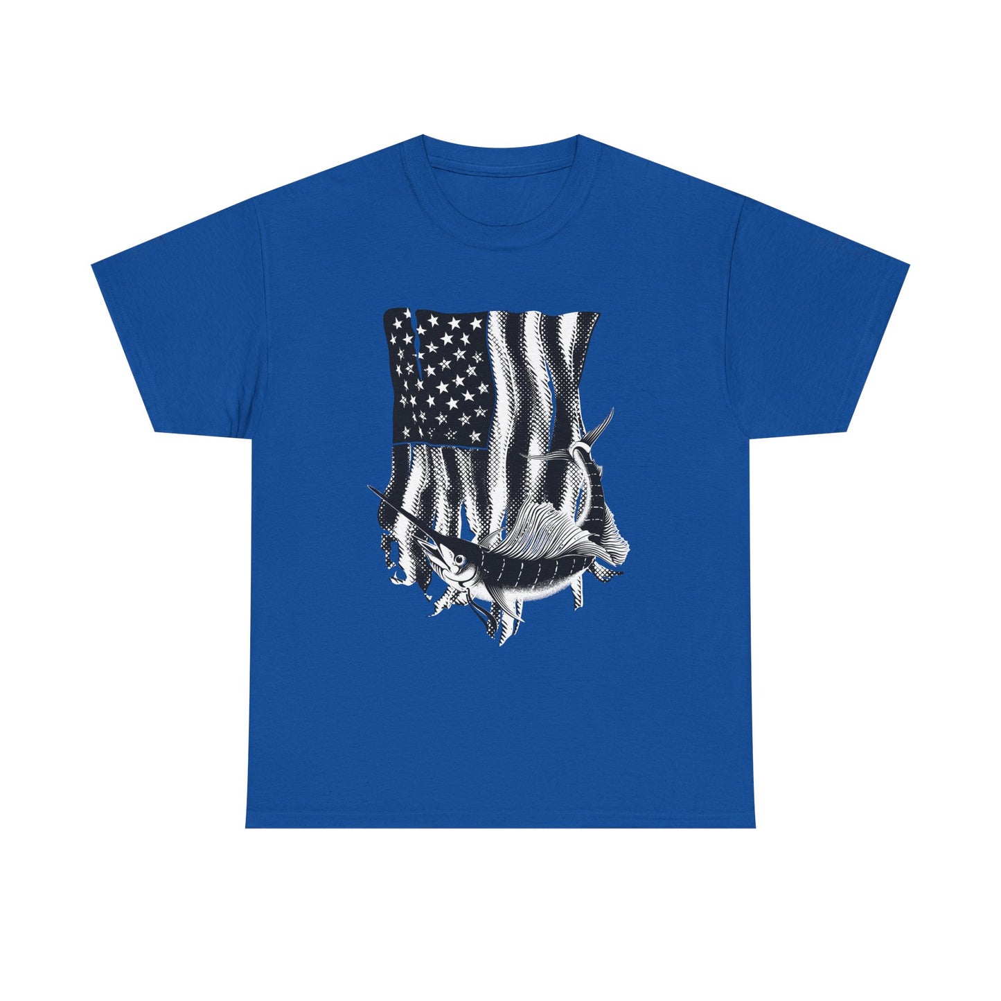 Patriotic Fish Graphic Tee, Unisex Cotton Shirt, Americana Apparel, Fishing Lover Gift, Fourth of July Outfit