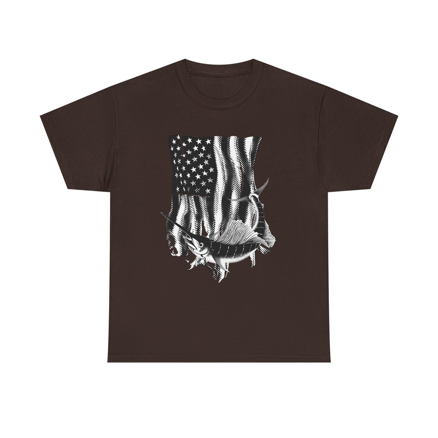 Patriotic Fish Graphic Tee, Unisex Cotton Shirt, Americana Apparel, Fishing Lover Gift, Fourth of July Outfit