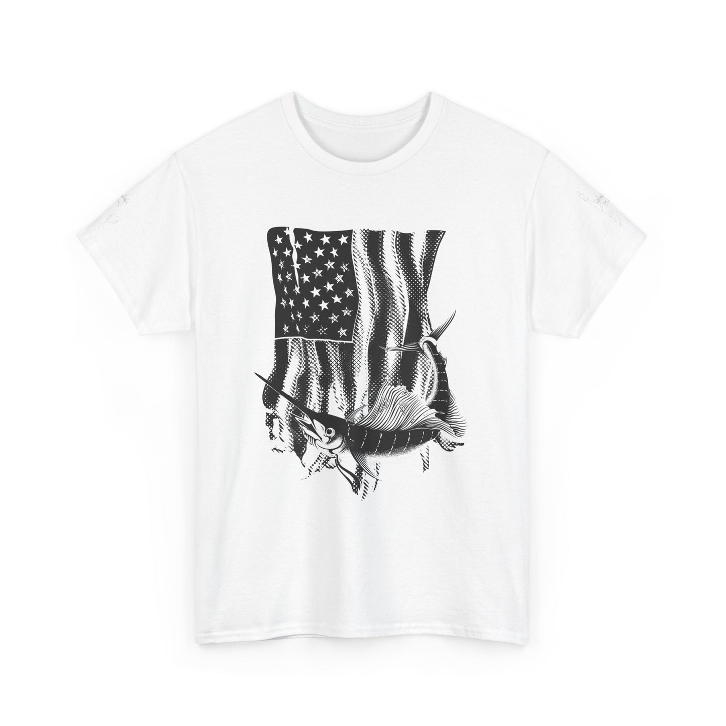 Patriotic Fish Graphic Tee, Unisex Cotton Shirt, Americana Apparel, Fishing Lover Gift, Fourth of July Outfit