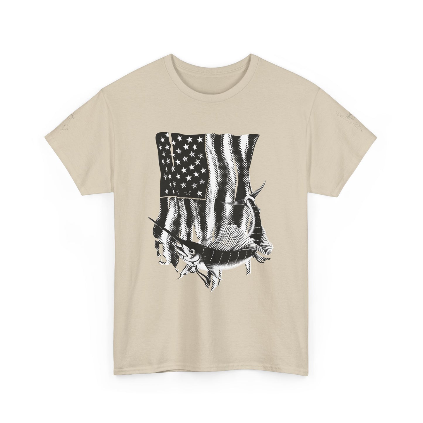Patriotic Fish Graphic Tee, Unisex Cotton Shirt, Americana Apparel, Fishing Lover Gift, Fourth of July Outfit