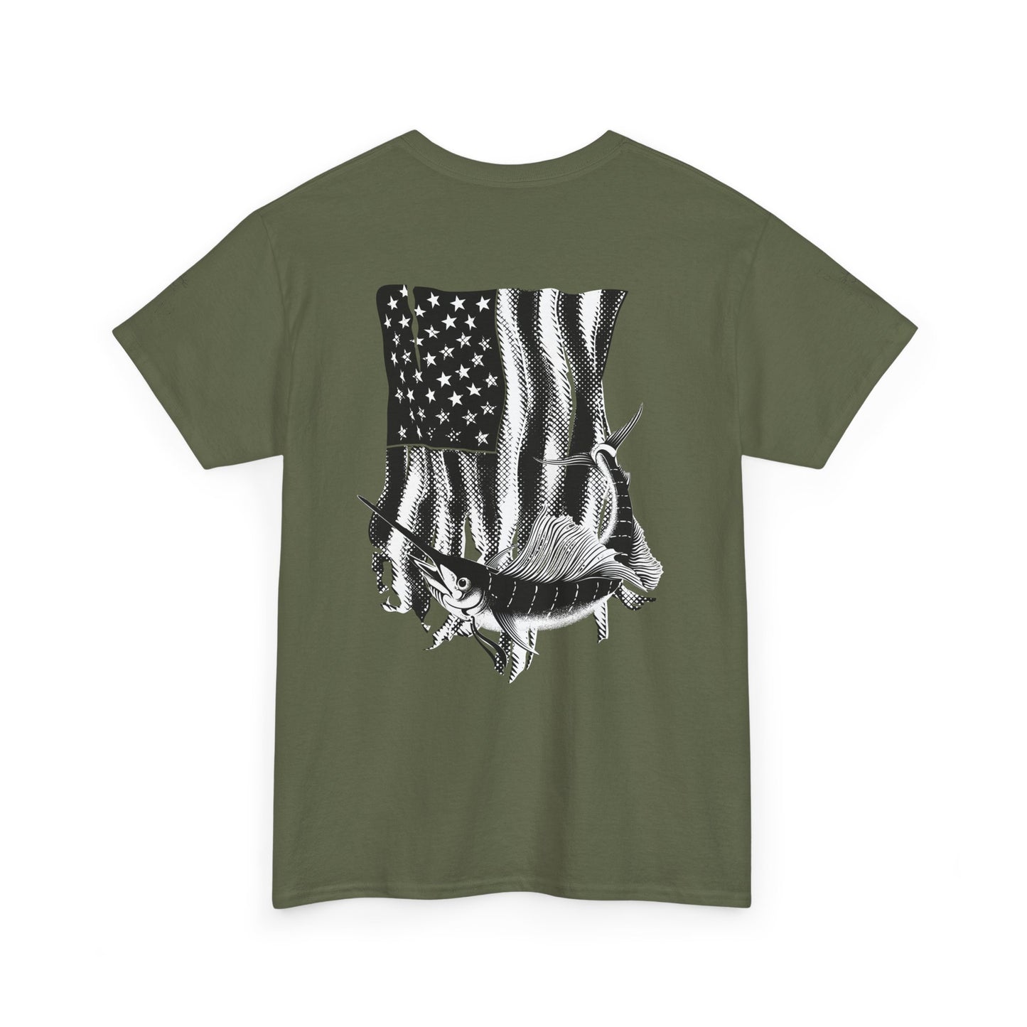 Patriotic Fish Graphic Tee, Unisex Cotton Shirt, Americana Apparel, Fishing Lover Gift, Fourth of July Outfit