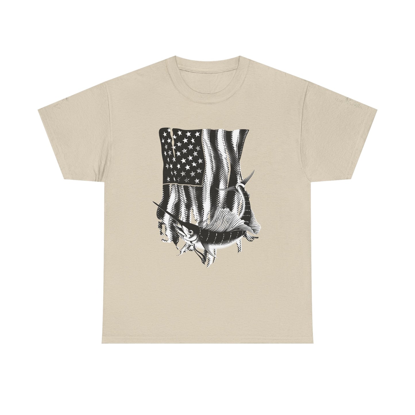 Patriotic Fish Graphic Tee, Unisex Cotton Shirt, Americana Apparel, Fishing Lover Gift, Fourth of July Outfit