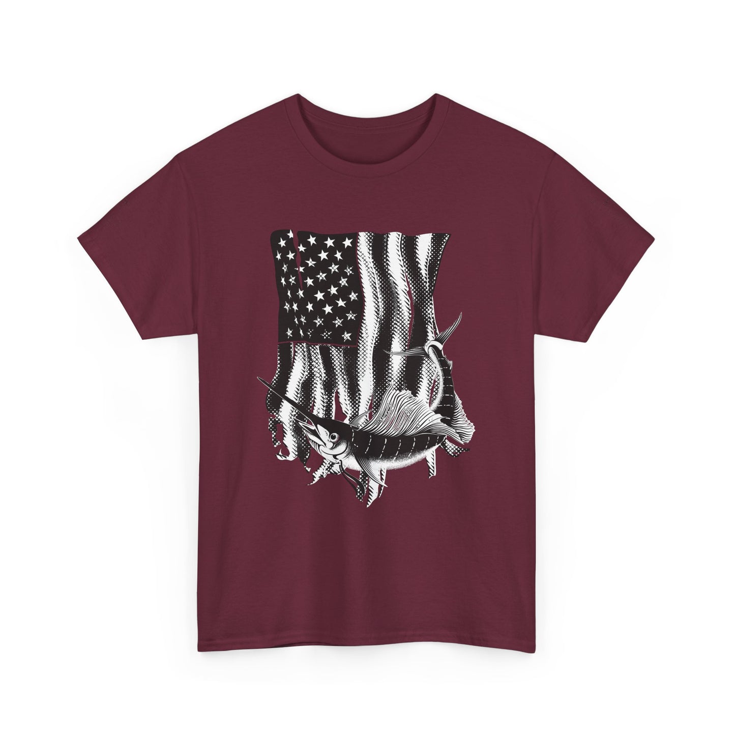 Patriotic Fish Graphic Tee, Unisex Cotton Shirt, Americana Apparel, Fishing Lover Gift, Fourth of July Outfit