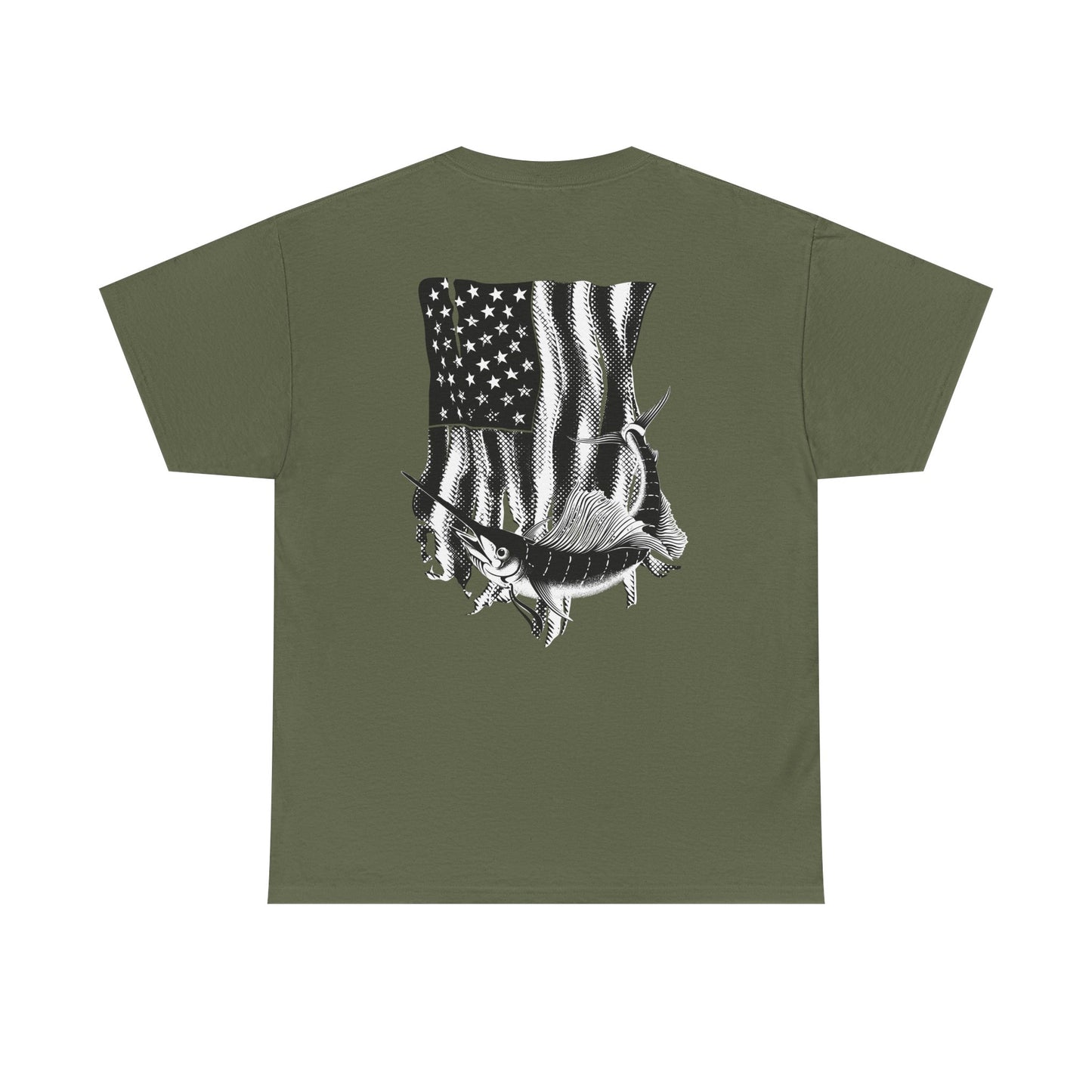 Patriotic Fish Graphic Tee, Unisex Cotton Shirt, Americana Apparel, Fishing Lover Gift, Fourth of July Outfit
