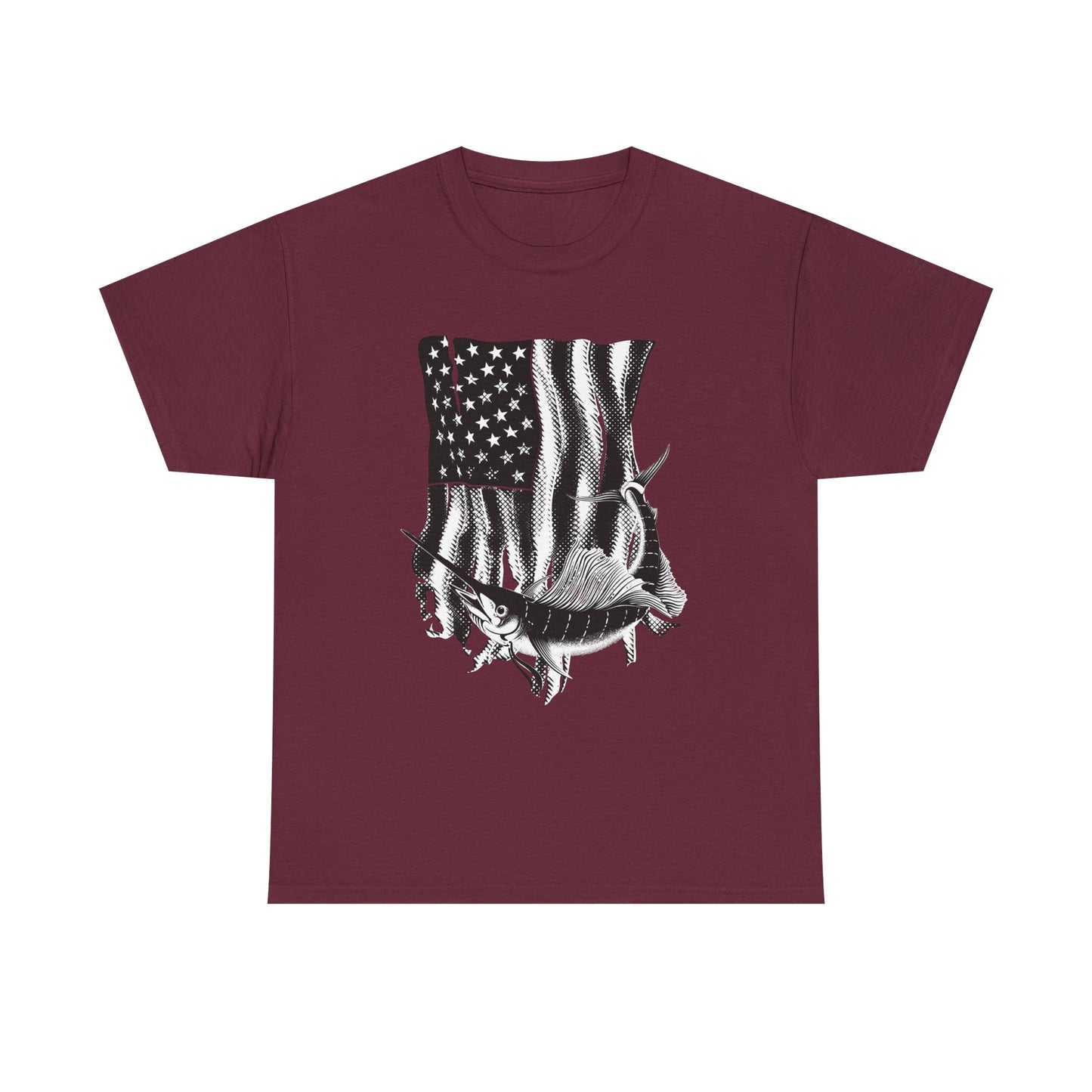 Patriotic Fish Graphic Tee, Unisex Cotton Shirt, Americana Apparel, Fishing Lover Gift, Fourth of July Outfit