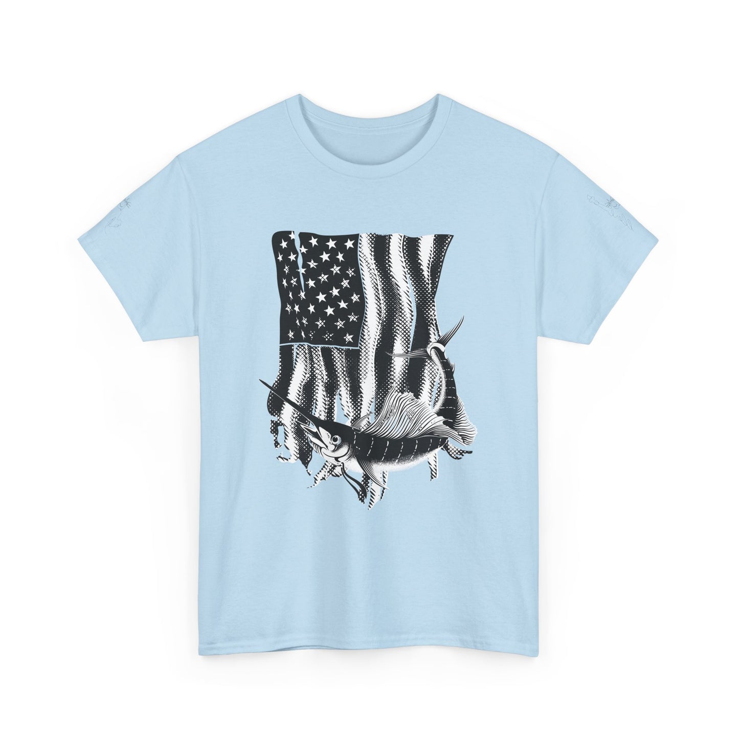 Patriotic Fish Graphic Tee, Unisex Cotton Shirt, Americana Apparel, Fishing Lover Gift, Fourth of July Outfit