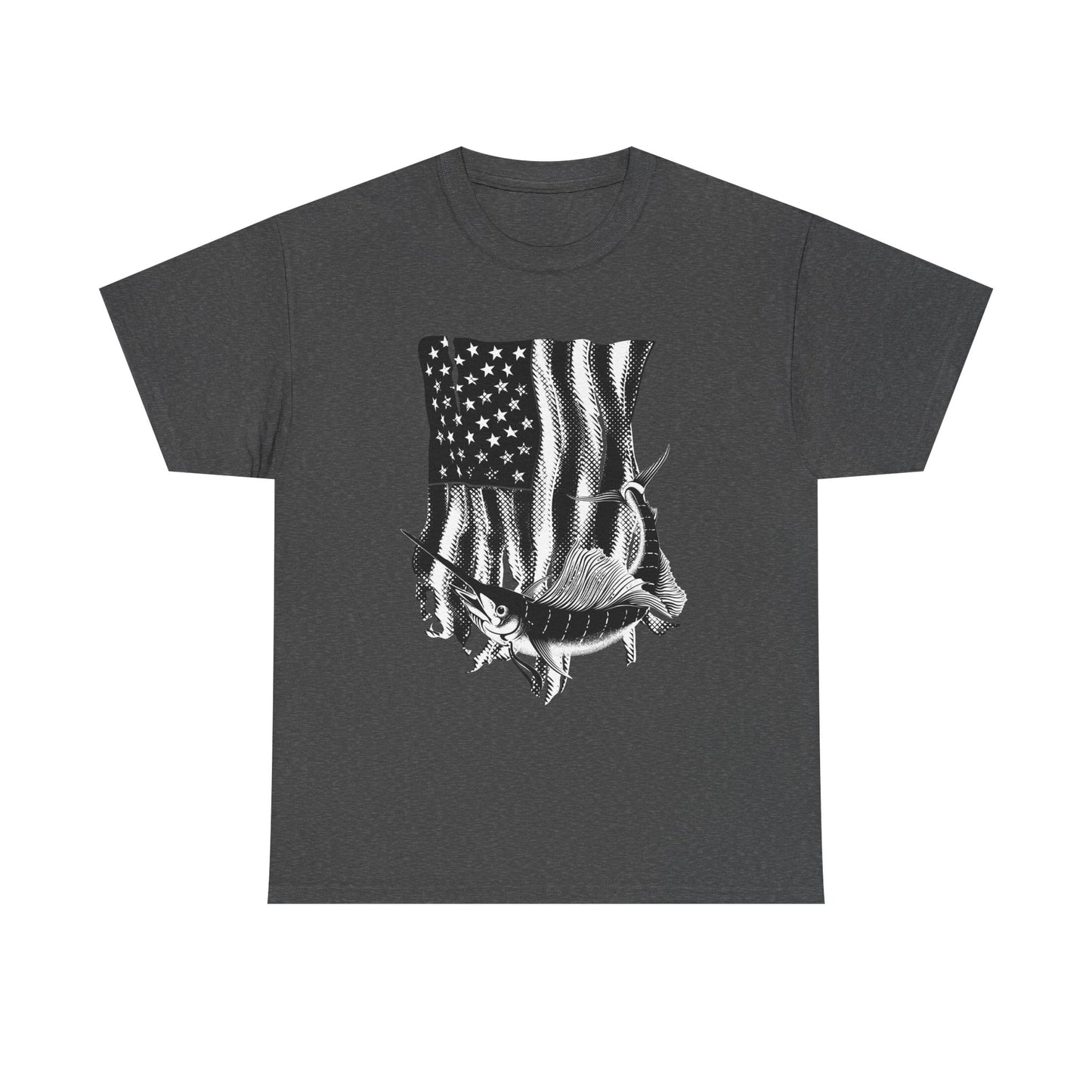 Patriotic Fish Graphic Tee, Unisex Cotton Shirt, Americana Apparel, Fishing Lover Gift, Fourth of July Outfit