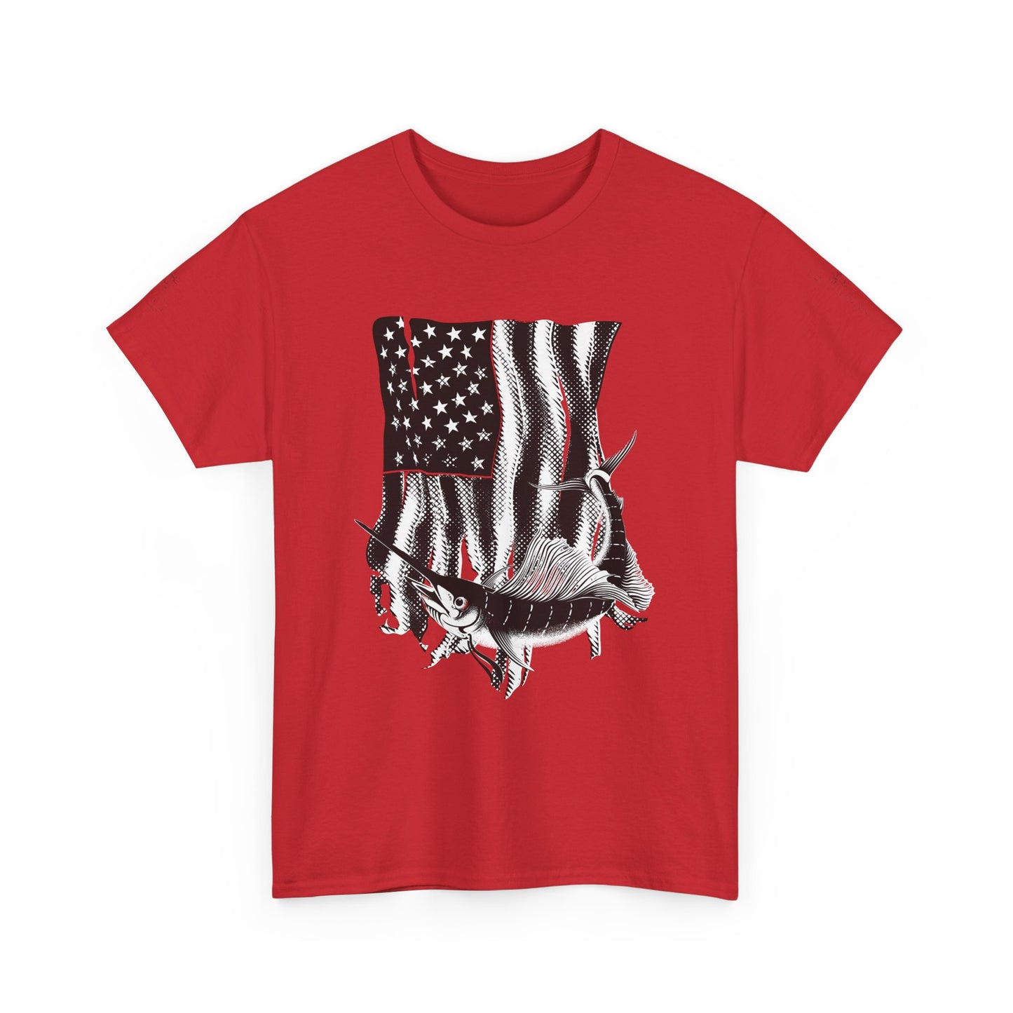 Patriotic Fish Graphic Tee, Unisex Cotton Shirt, Americana Apparel, Fishing Lover Gift, Fourth of July Outfit