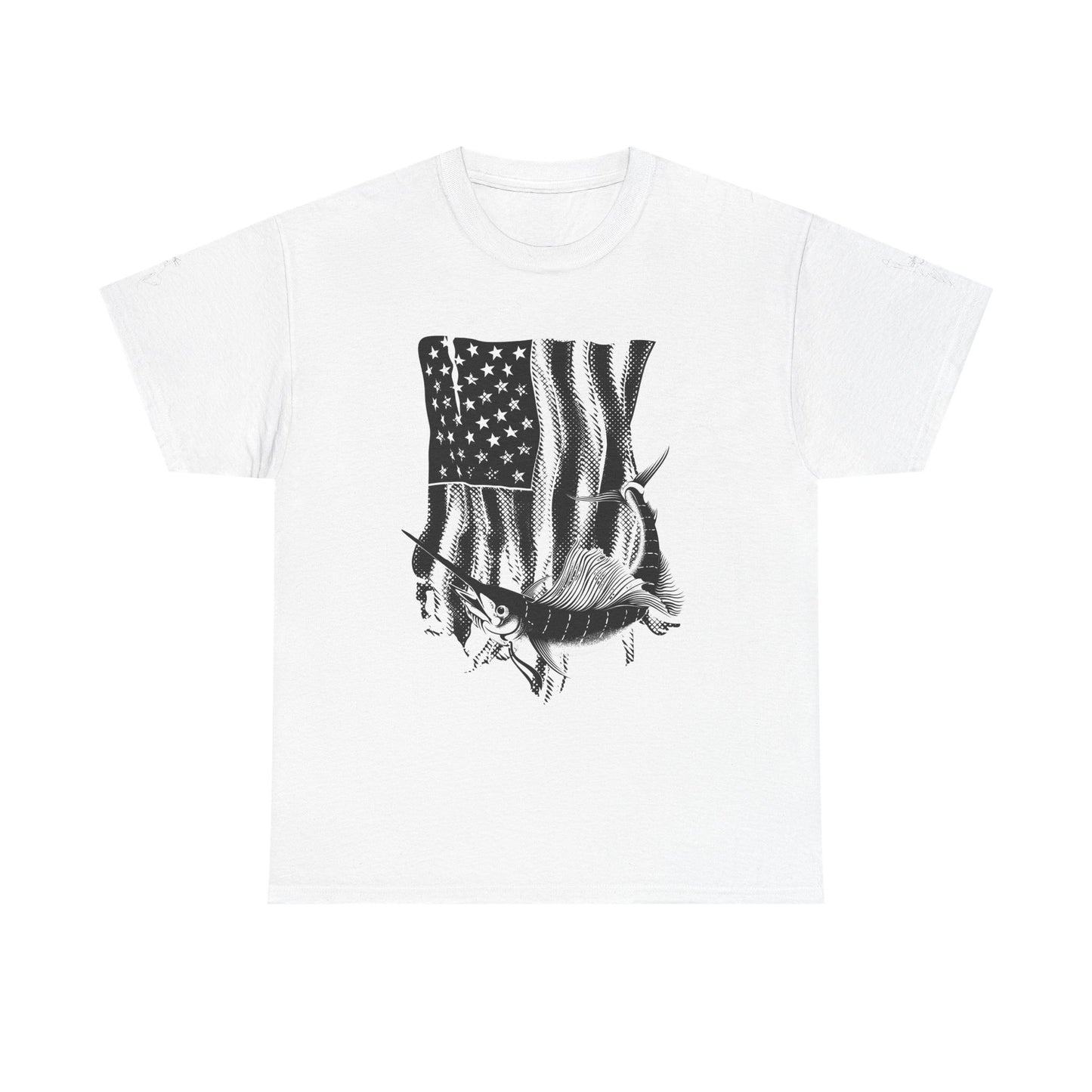 Patriotic Fish Graphic Tee, Unisex Cotton Shirt, Americana Apparel, Fishing Lover Gift, Fourth of July Outfit