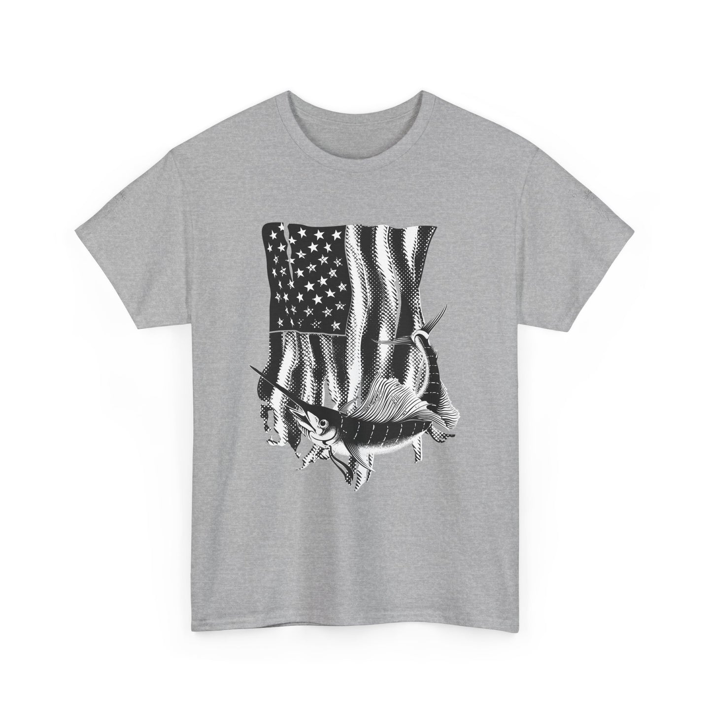 Patriotic Fish Graphic Tee, Unisex Cotton Shirt, Americana Apparel, Fishing Lover Gift, Fourth of July Outfit