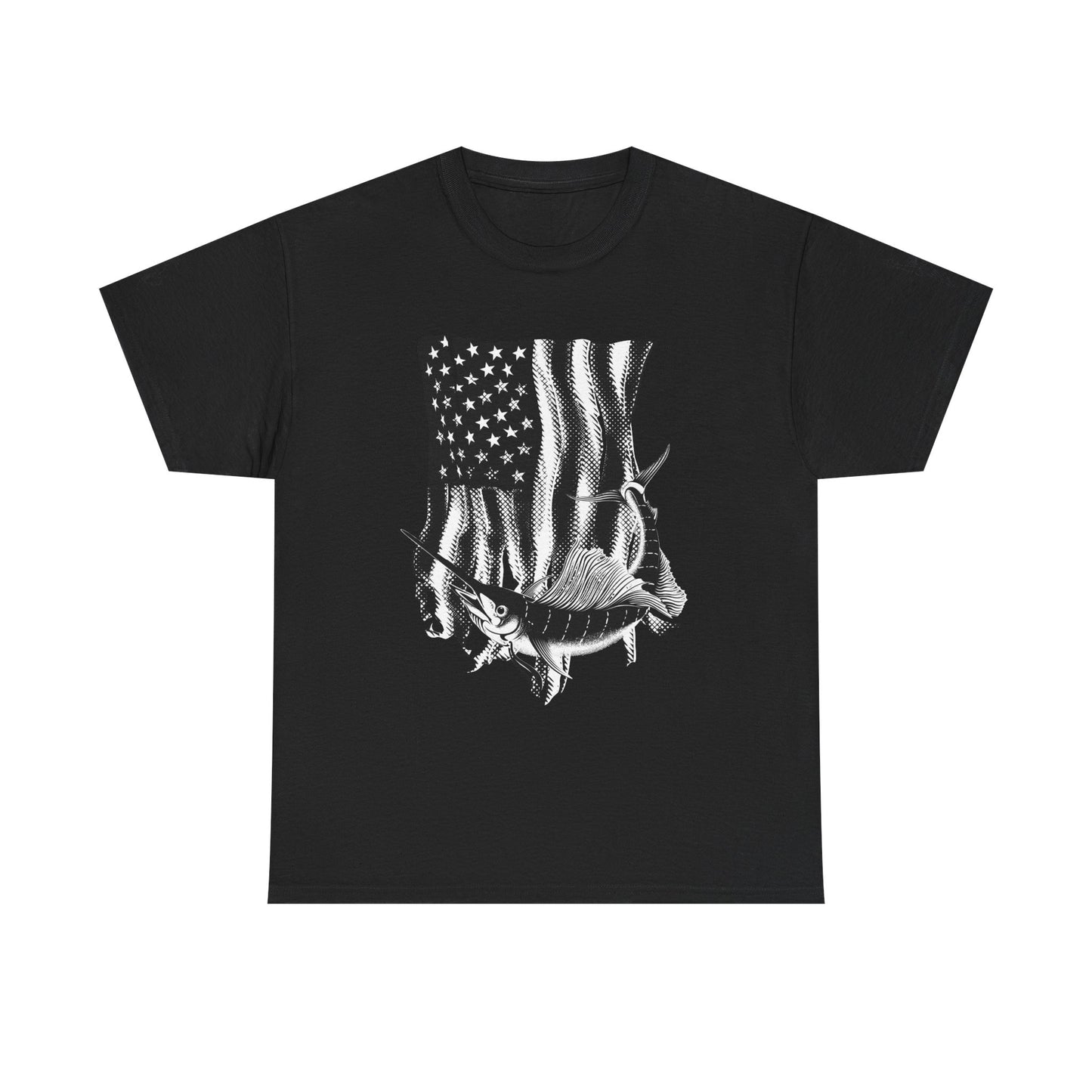 Patriotic Fish Graphic Tee, Unisex Cotton Shirt, Americana Apparel, Fishing Lover Gift, Fourth of July Outfit