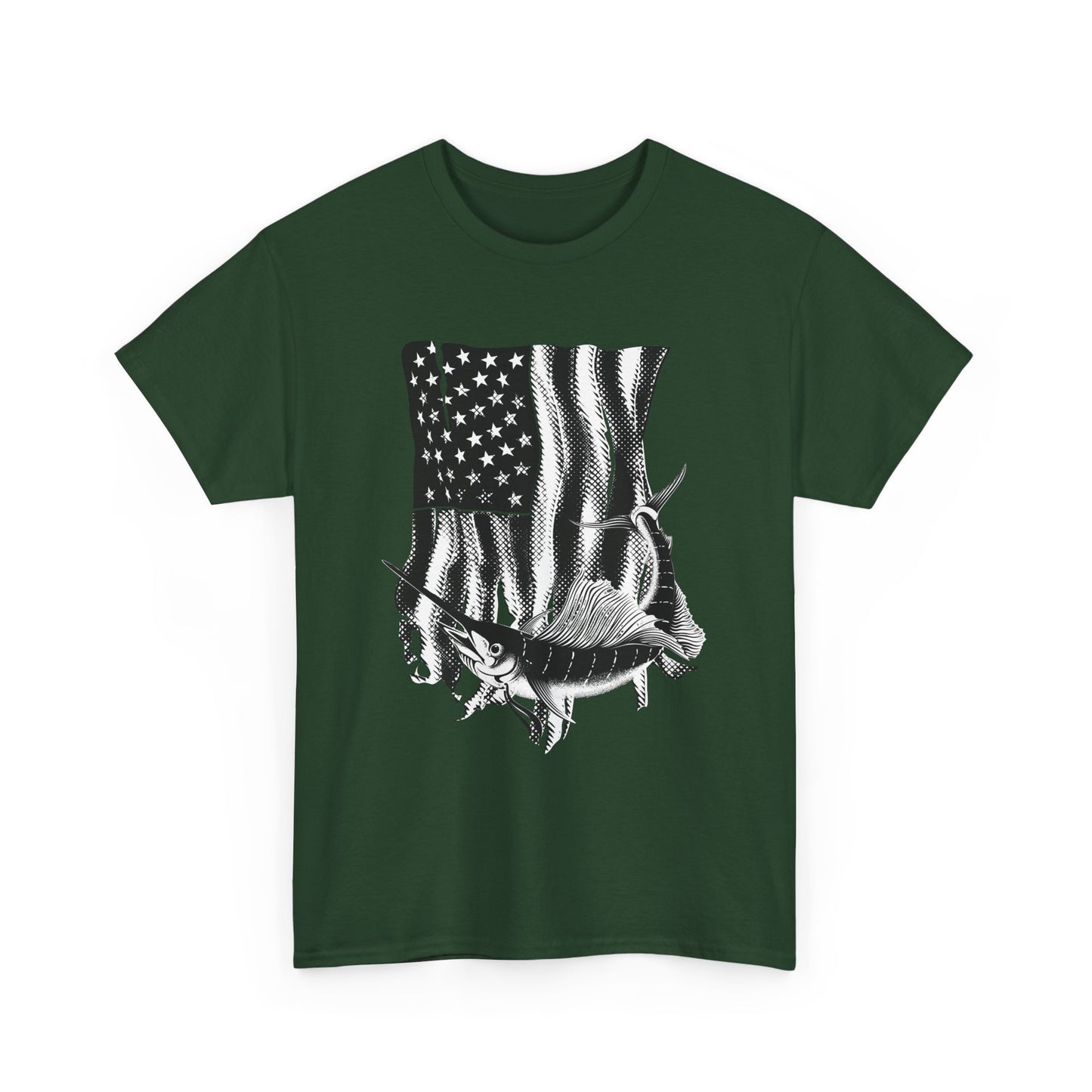 Patriotic Fish Graphic Tee, Unisex Cotton Shirt, Americana Apparel, Fishing Lover Gift, Fourth of July Outfit