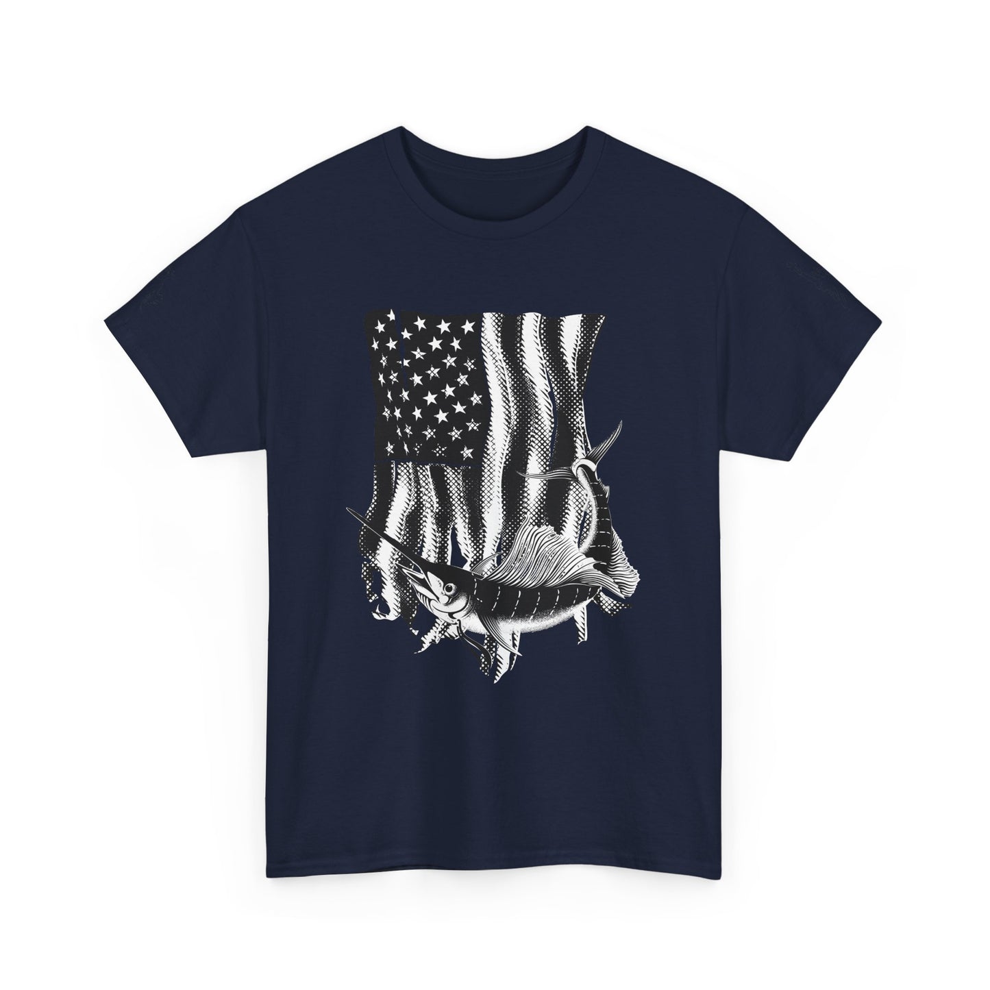 Patriotic Fish Graphic Tee, Unisex Cotton Shirt, Americana Apparel, Fishing Lover Gift, Fourth of July Outfit